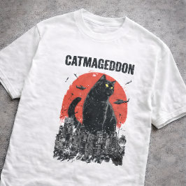 キャットマゲドン 巨大猫モンスター都市怪獣面白いペット Tシャツ