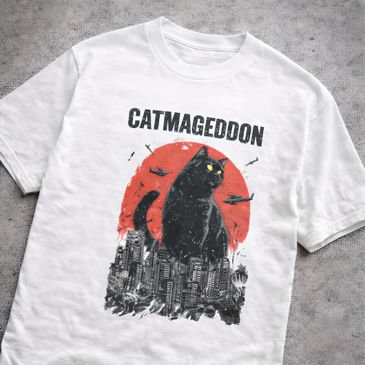 キャットマゲドン 巨大猫モンスター都市怪獣面白いペット Tシャツ