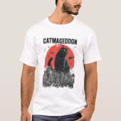 キャットマゲドン 巨大猫モンスター都市怪獣面白いペット Tシャツ (正面)