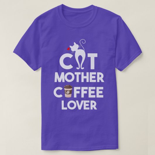 キャットマザーコーヒー好きおもしろいGIFT Tシャツ (デザイン正面)