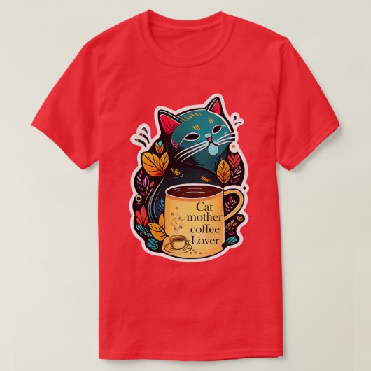 キャットマザーコーヒー愛好家125 Tシャツ (デザイン正面)