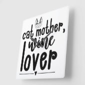 キャットマザーワインラバーことわざ スクエア壁時計 (傾斜)