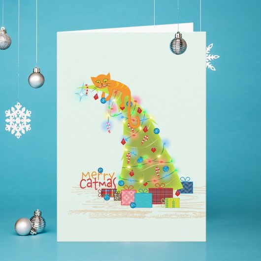 キャットマスツリー クリスマスカード サンキューカード