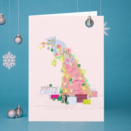 キャットマスツリー クリスマスカード サンキューカード
