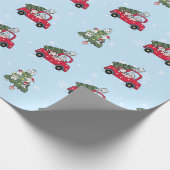 キャットマスブルーレッドトラックキャッツクリスマスのクリスマス ラッピングペーパー (角)