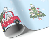 キャットマスブルーレッドトラックキャッツクリスマスのクリスマス ラッピングペーパー (ロールコーナー)