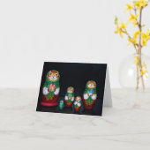 キャットマトリョスカクリスマスカード カード (黄色い花)