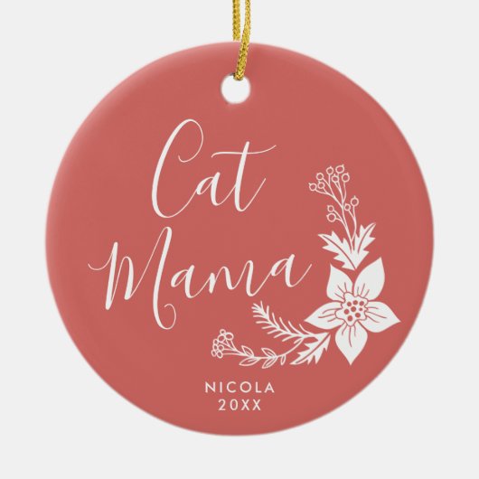 キャットマパーソナライズされたマファーベビーかわいいペットオーナーギフト セラミックオーナメント (正面)