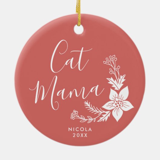 キャットマパーソナライズされたマファーベビーかわいいペットオーナーギフト セラミックオーナメント (裏面)