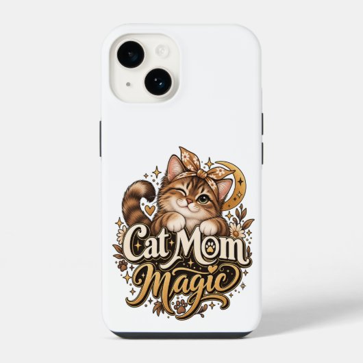 キャットママの魔法の携帯 | おしゃれな猫好きのiPhone iPhoneケース (裏面)