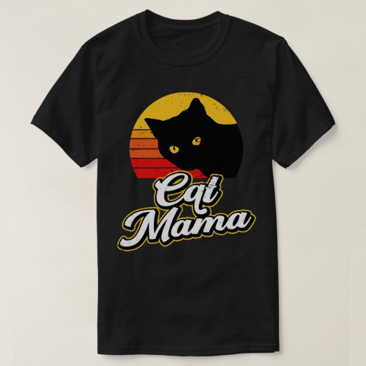 キャットママシャツヴィンテージレトロブラックキャットママシャツ Tシャツ (デザイン正面)