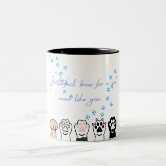 キャットママムグ – Purfect Brew & Paw Prints ツートーンマグカップ