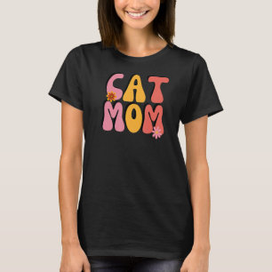キャットママレトロGroovy花 Tシャツ