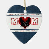 キャットママ子猫ラブ両面ハート セラミックオーナメント (右)