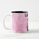 キャットママ抽象芸術お洒落キャット子猫アート ツートーンマグカップ (左)