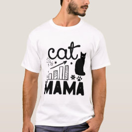 キャットママ - かわいい子猫のシルエットと落書き風デザイン Tシャツ