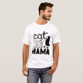 キャットママ - かわいい子猫のシルエットと落書き風デザイン Tシャツ (正面フル)