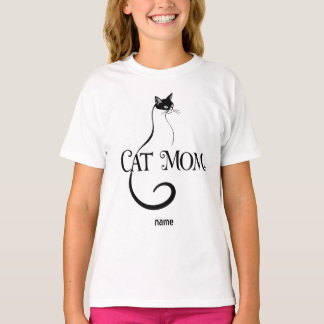 キャットママ エレガント ミニマリスト 黒猫 タイポグラフィ Tシャツ