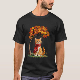 キャットマムキットン紅葉秋おもしろい感謝していの木 Tシャツ