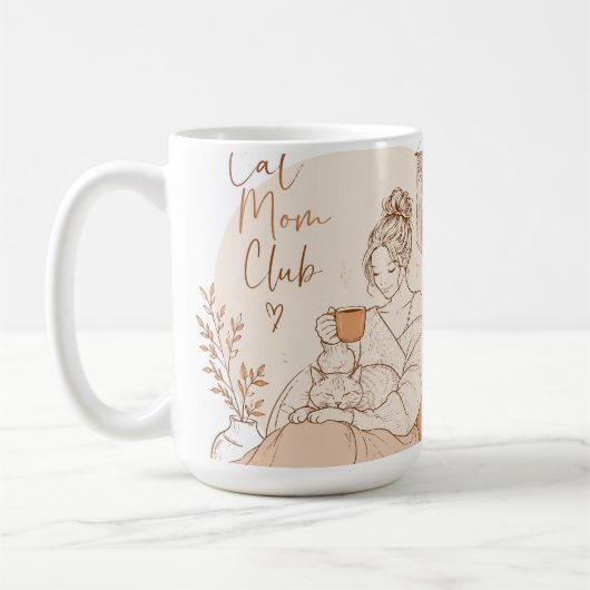 キャットマムクラブ 鉛筆画 ラテマグ コーヒーマグカップ (左)
