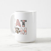 キャットマムピンクフローラ&ヒョウ足 コーヒーマグカップ (正面左)