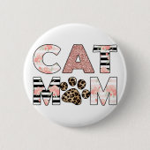 キャットマムピンクフローラ&ヒョウ足 缶バッジ (正面)