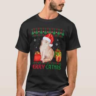 キャットマメリースキャットアグッドクリスマスキャットママパパ Tシャツ