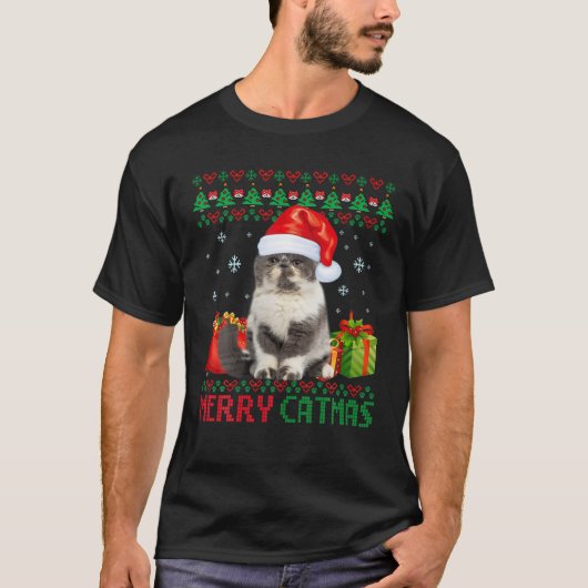 キャットマメリースキャット醜いクリスマスショートエアエキゾチックC Tシャツ (正面)