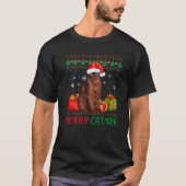 キャットマメリース猫の醜いクリスマスハバナ茶色の母D Tシャツ (正面)