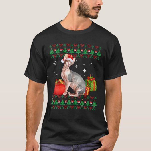 キャットマメリーットアグリーなクリスマススフィンクス母パパ Tシャツ (正面)