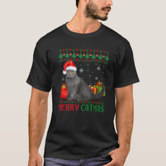 キャットマメリーットキャット醜いクリスマスチャートルクスママパパ Tシャツ