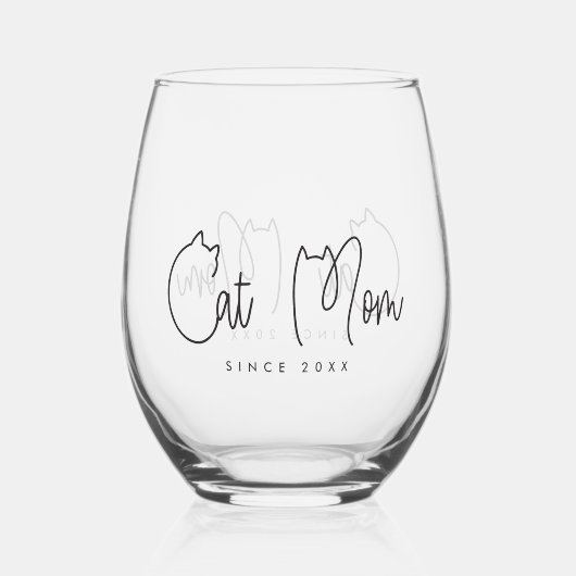 キャットマモダンムシックよくはしゃぐアンドおもしろいタイポグラフィ ステムなしワイングラス (裏面)