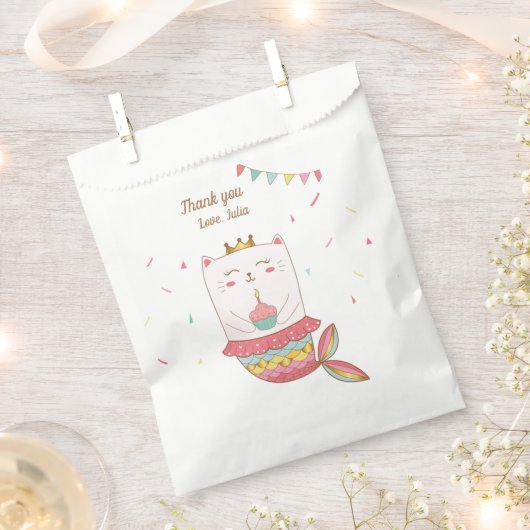 キャットマーメイドお誕生日パーティーのバッグ フェイバーバッグ (クリップ留めされた状態)