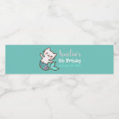 キャットマーメイドザシーカワイガール誕生日ブルー ペットボトルラベル (シングルラベル)