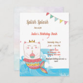 キャットマーメイドバースデーパーティ招待状 (正面/裏面)