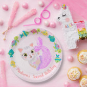 キャットマーメイドパーメイド誕生日プレート ペーパープレート (パーティー)