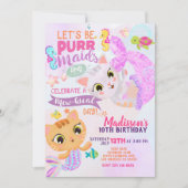 キャットマーメイドパーメイド誕生日招待状 招待状 (正面)