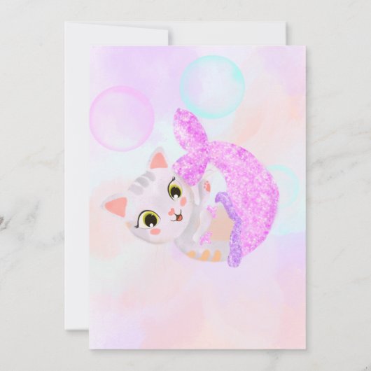 キャットマーメイドパーメイド誕生日招待状 招待状 (裏面)