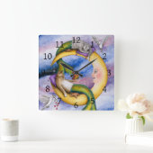 キャットマーメイド29マーキティファンタジーネコon Moon スクエア壁時計 (ホーム)