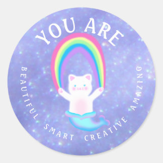 キャットマーメイド – ステッカー輝く ラウンドシール