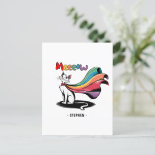キャットメすごいイー – Rainbow Capeプライド猫 ポストカード