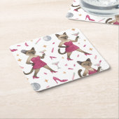 キャットメイクアップアーティストFOR WOMAN GIRL LADY猫好き スクエアペーパーコースター (アングル)