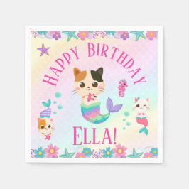 キャットメイドマーメイドガールバースデーパーティー スタンダードカクテルナプキン