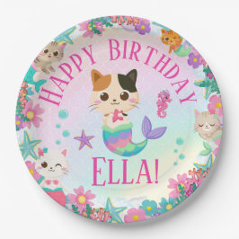 キャットメイドマーメイドガールバースデーパーティー ペーパープレート