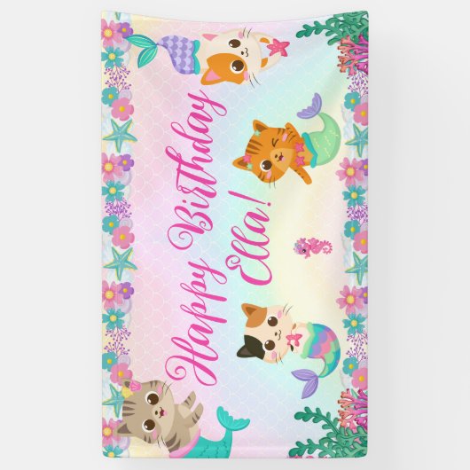 キャットメイドマーメイドガールバースデーパーティー 横断幕 (縦)