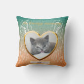 キャットメモリアルエンジェルウィングスの写真パーソナライズされた クッション (裏面)