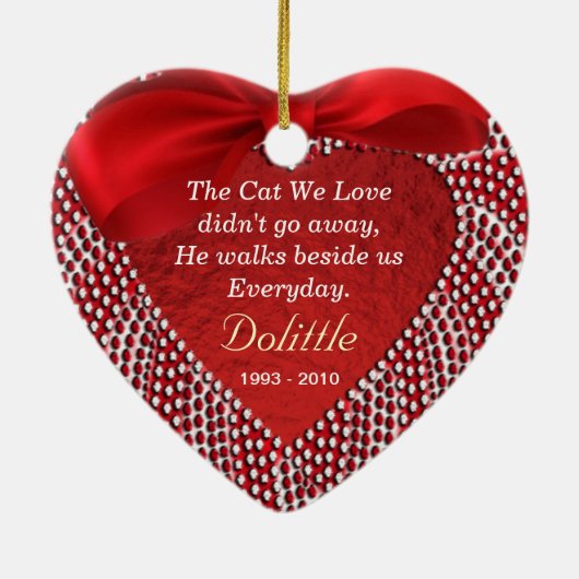 キャットメモリアルハート型オーナメント- CHRISTMAS セラミックオーナメント (裏面)