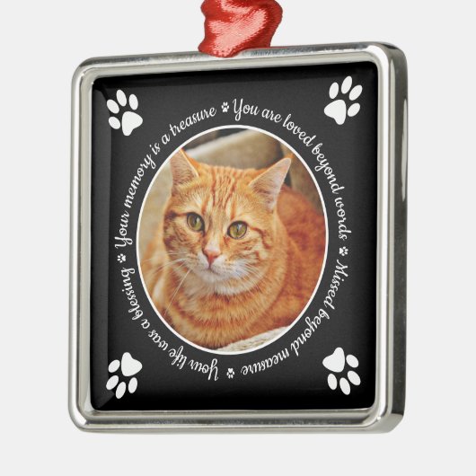 キャットメモリアルポープリントフォトメタルオーナメント メタルオーナメント (左)
