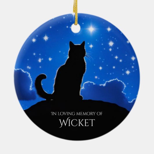 キャットメモリアル名前をカスタムする セラミックオーナメント (裏面)