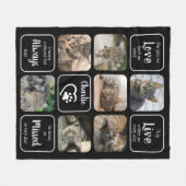 キャットメモリアル7フォトコラージュ悔やみや弔慰引用文名 フリースブランケット (正面(横))